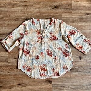 Maurices Atwood Popover Floral Blouse EUC